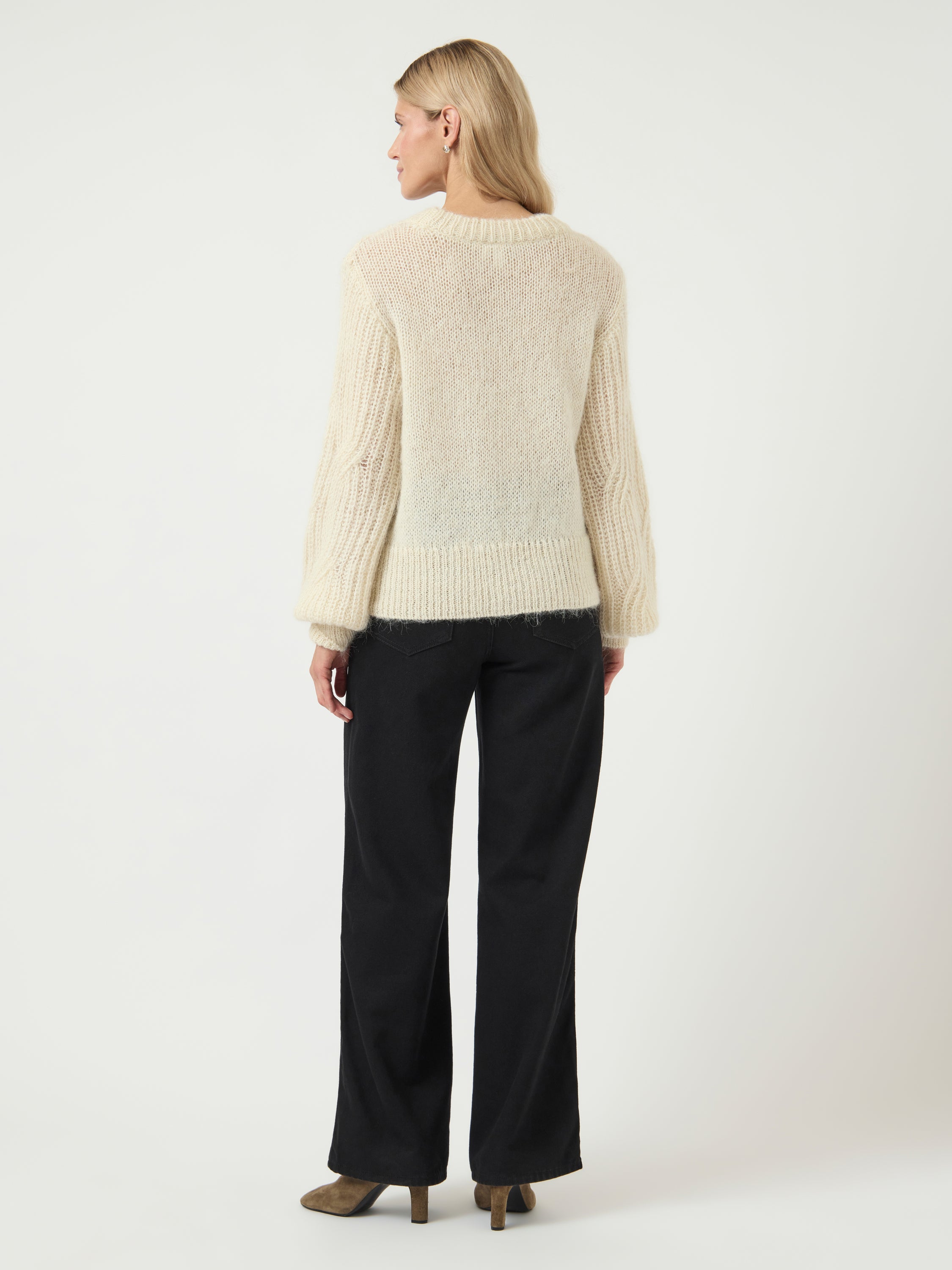 Ecru gehaakte wollen pull met ronde hals Yaszuma Y.A.S