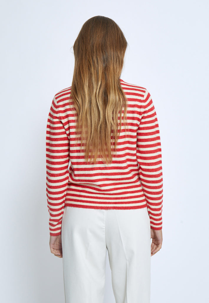 Ecru Cardigan met rode strepen Fabienne Peppercorn
