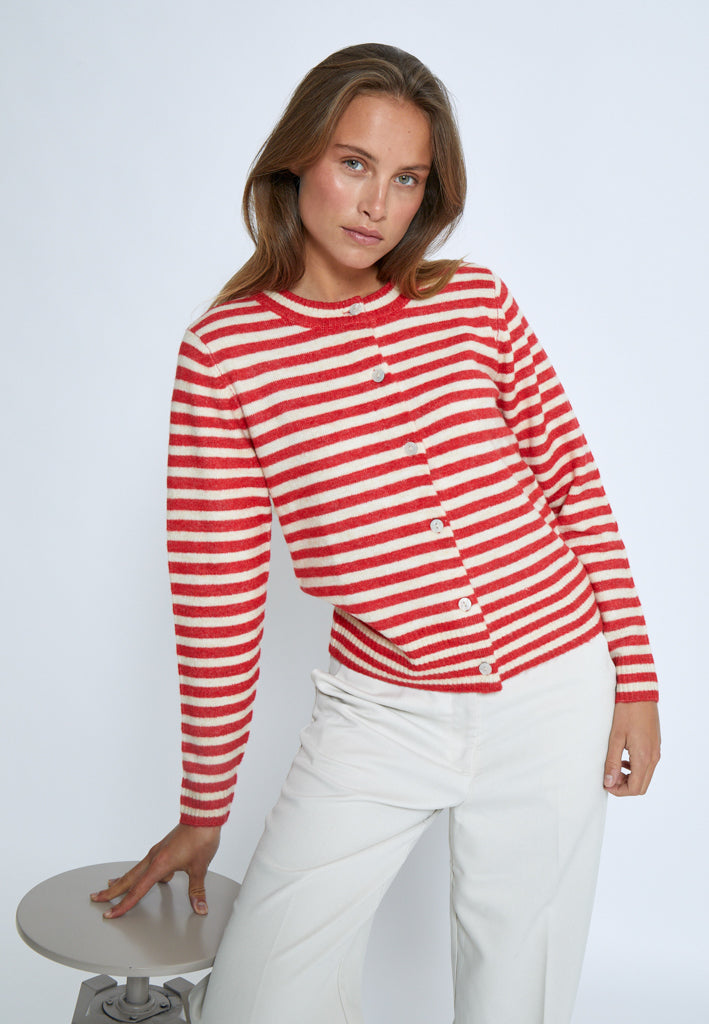 Ecru Cardigan met rode strepen Fabienne Peppercorn