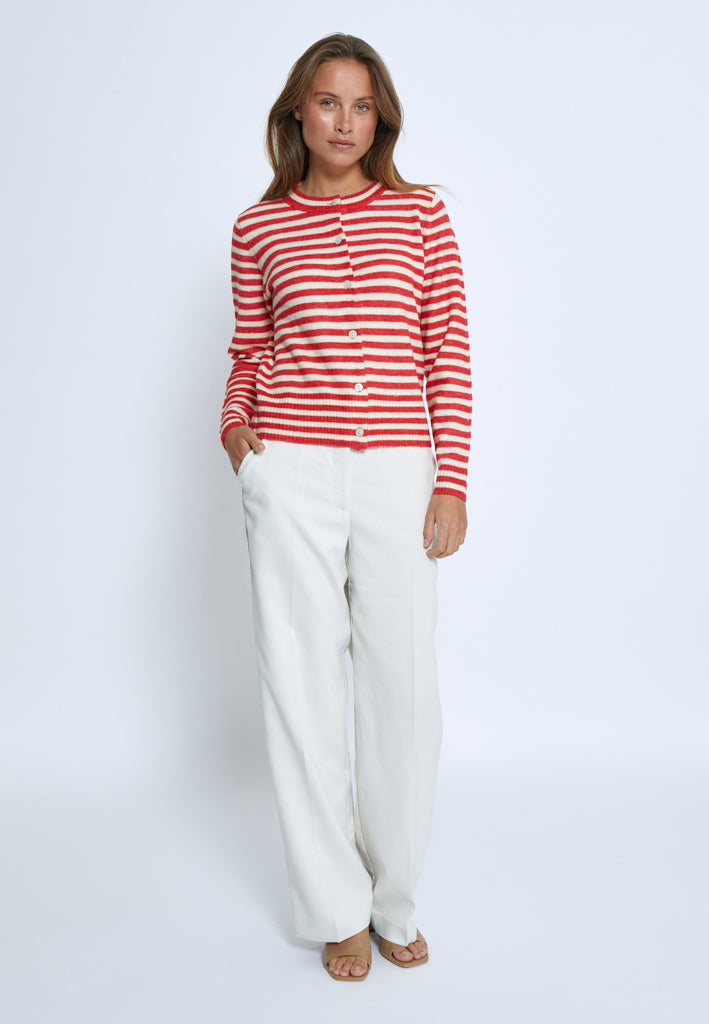 Gilet écru à rayures rouges Fabienne Peppercorn