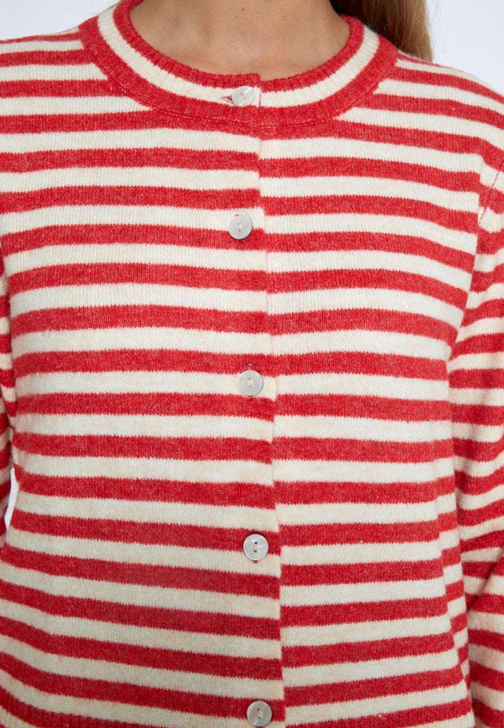 Gilet écru à rayures rouges Fabienne Peppercorn