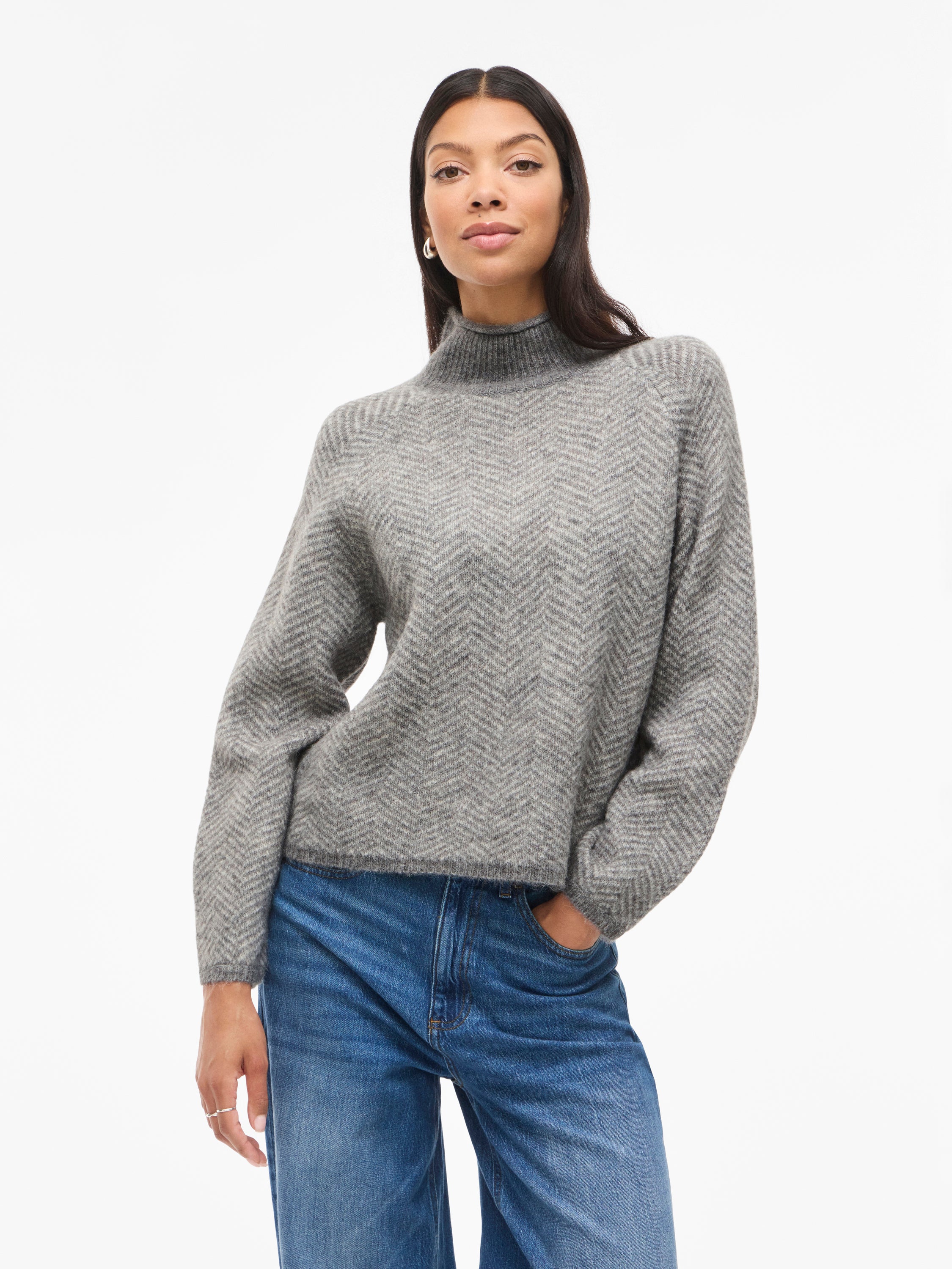 Medium grey/egg trui met details Vila