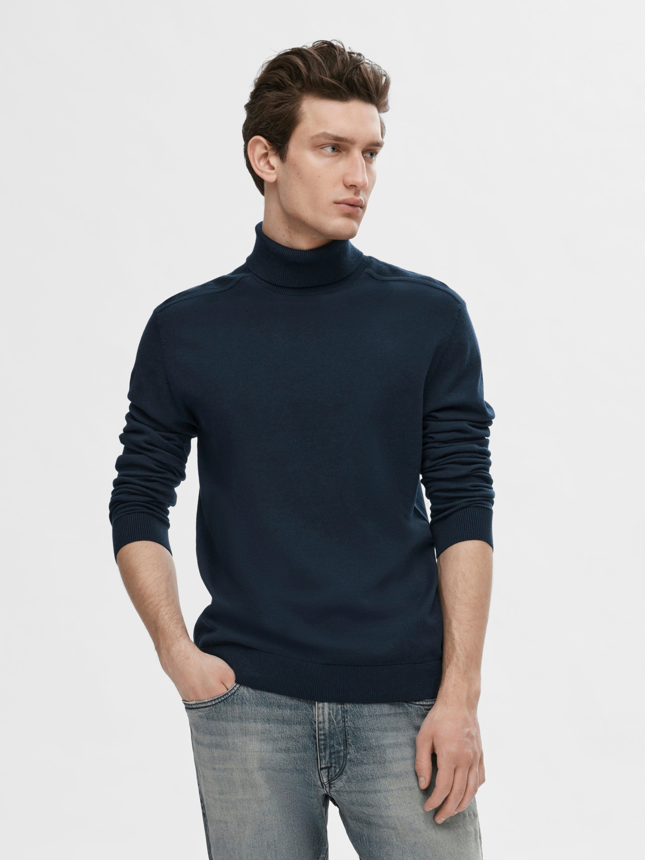 Blauwe trui met rolkraag Selected