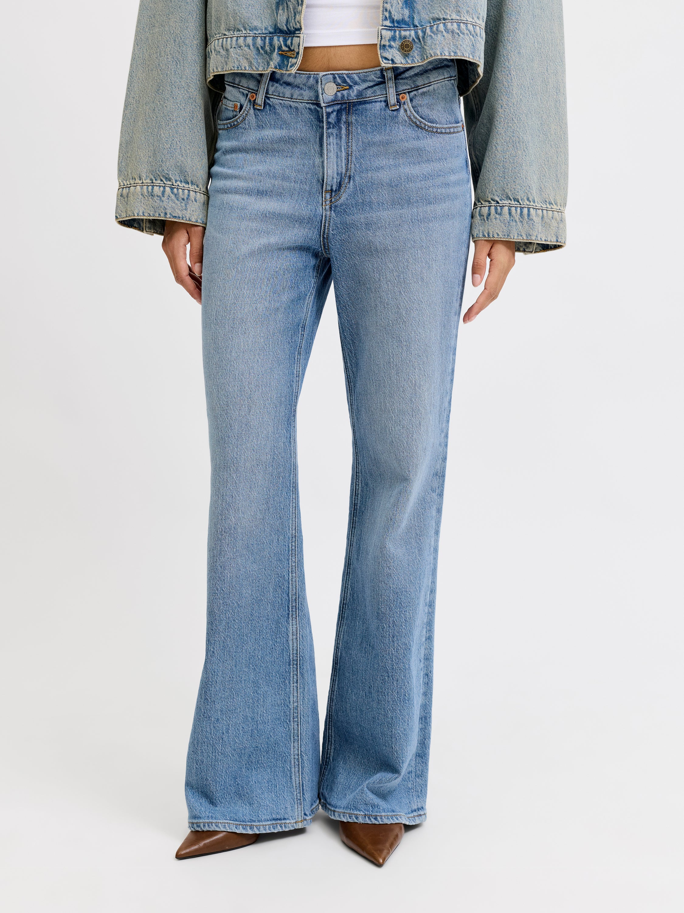 Blauwe flared jeans met hoge taille JJXX