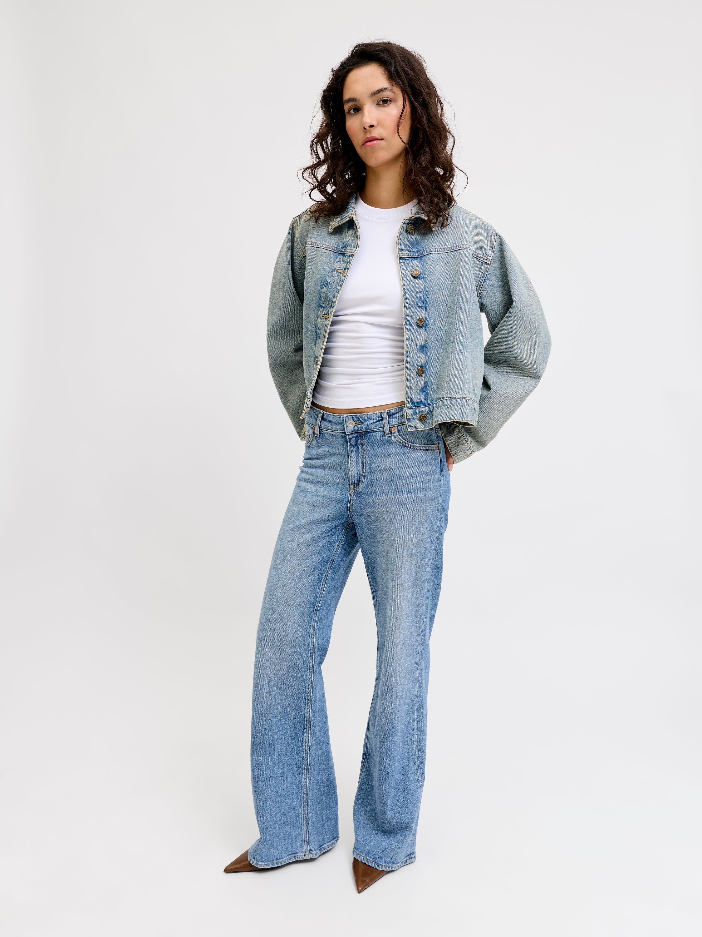Blauwe flared jeans met hoge taille JJXX