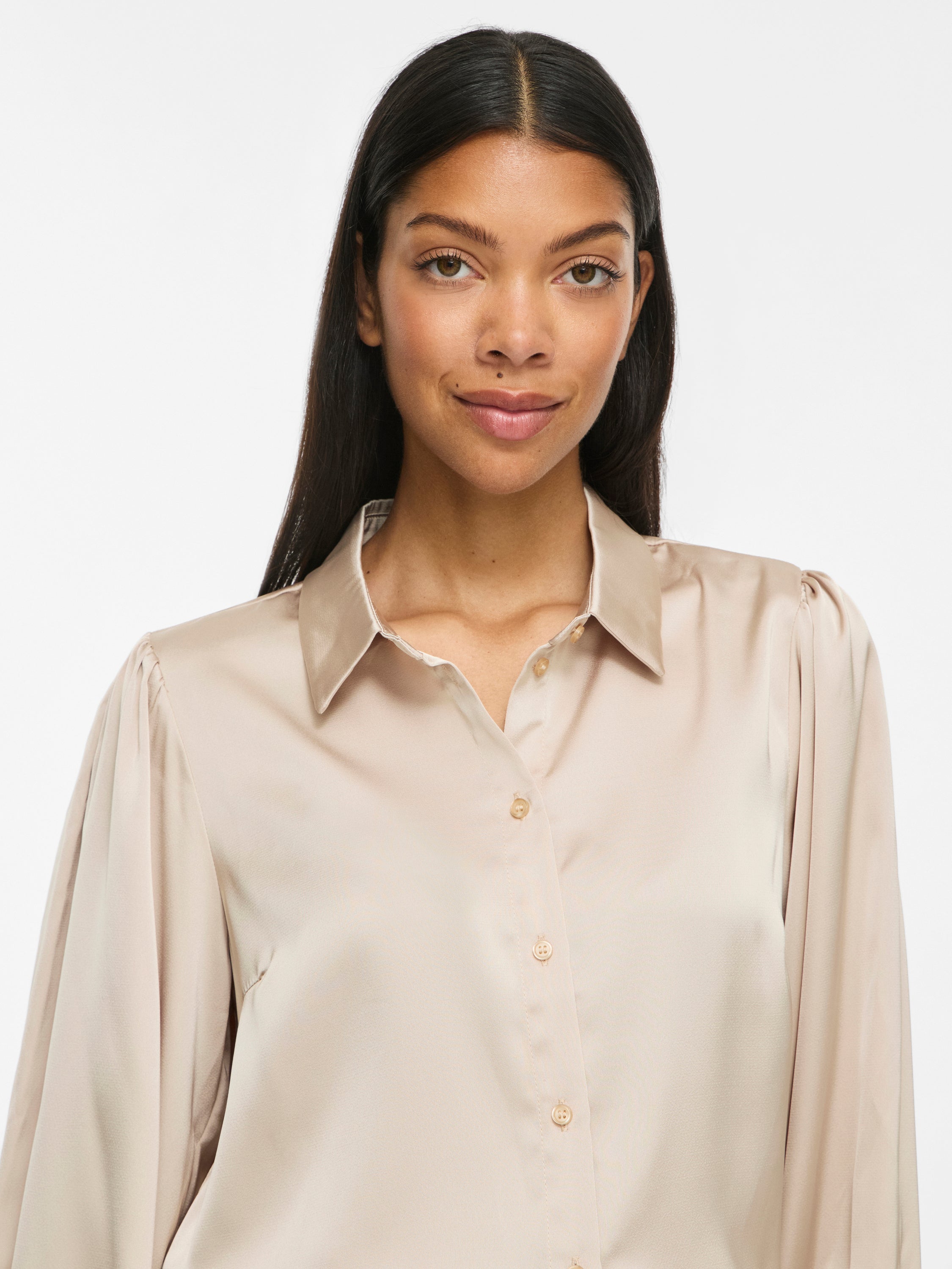 Beige blouse met knopen Vienna Ravenna Vila