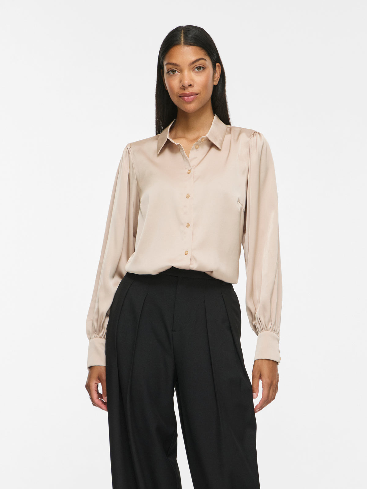 Beige blouse met knopen Vienna Ravenna Vila