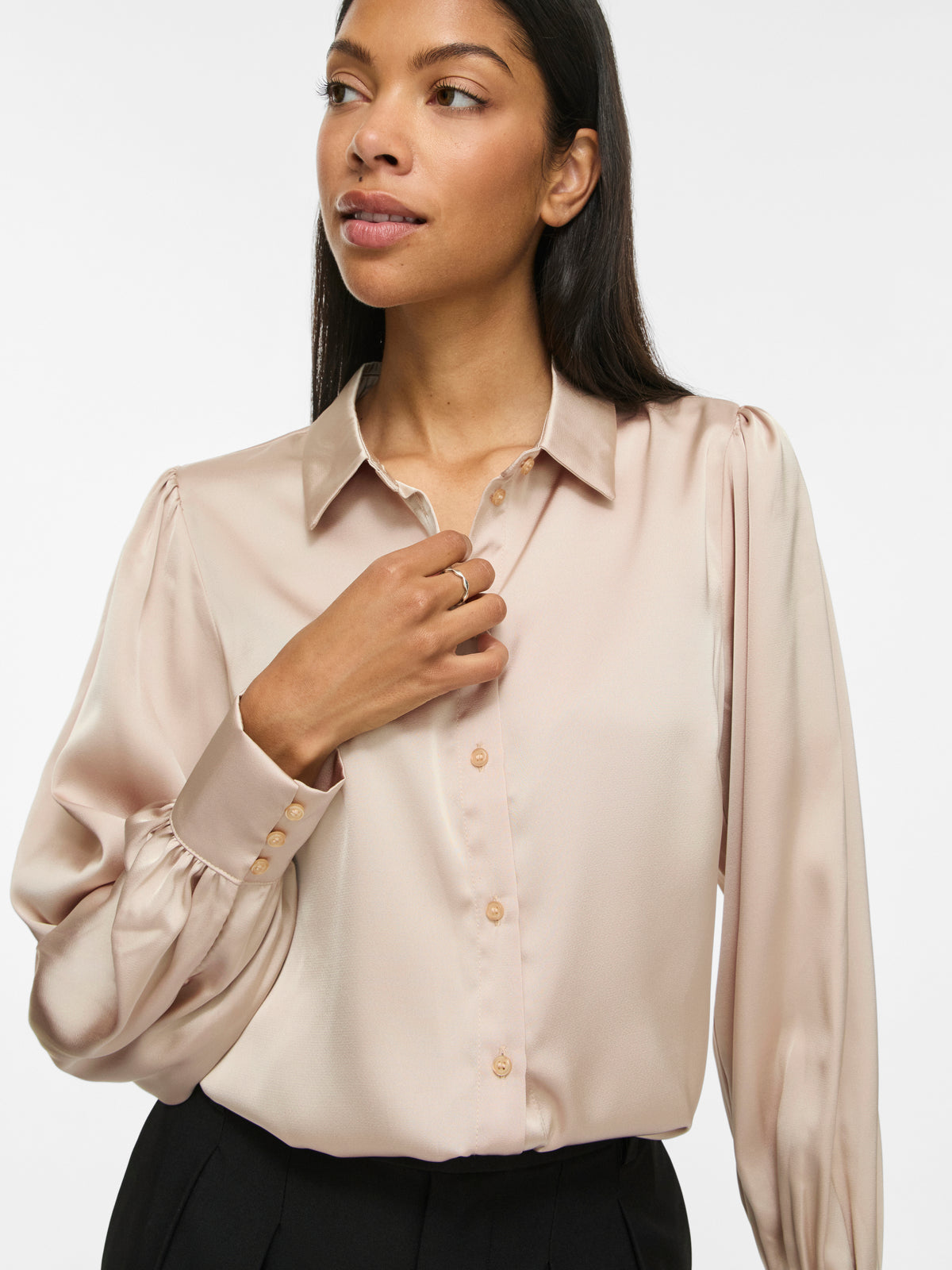Beige blouse met knopen Vienna Ravenna Vila