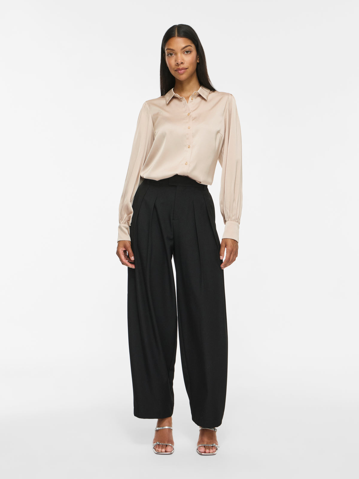 Beige blouse met knopen Vienna Ravenna Vila