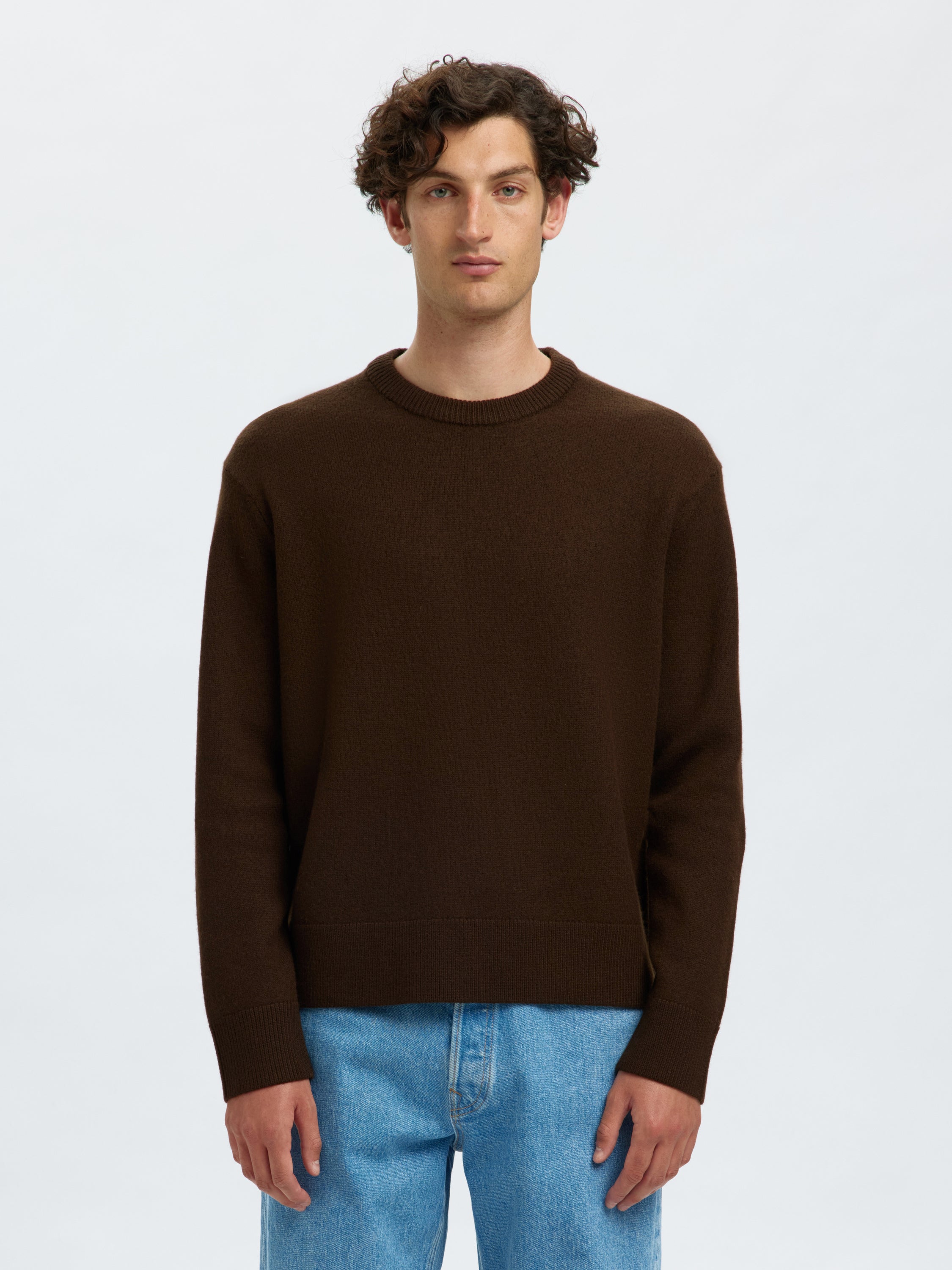 Groenbruine wollen sweater Selected