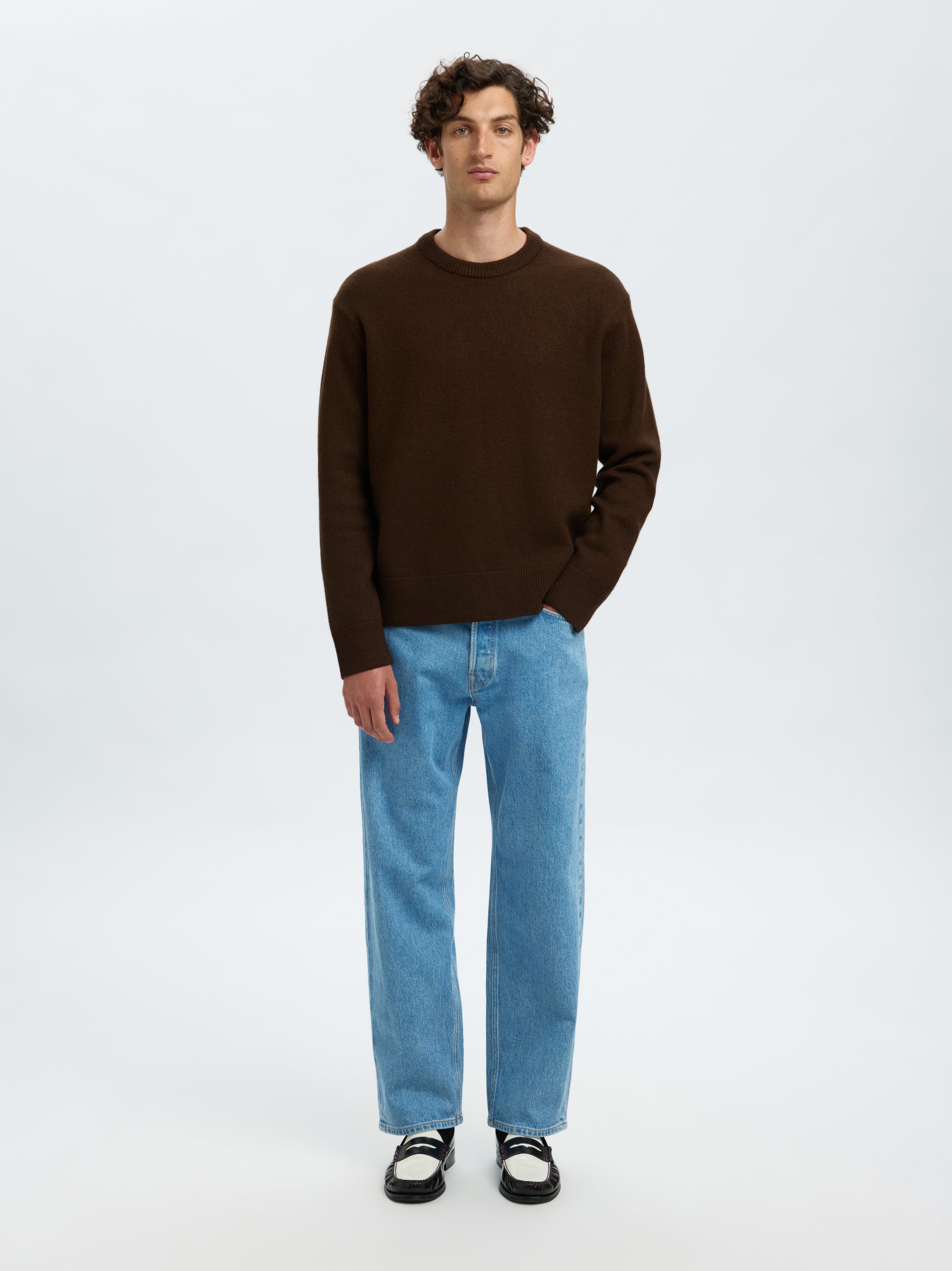 Groenbruine wollen sweater Selected