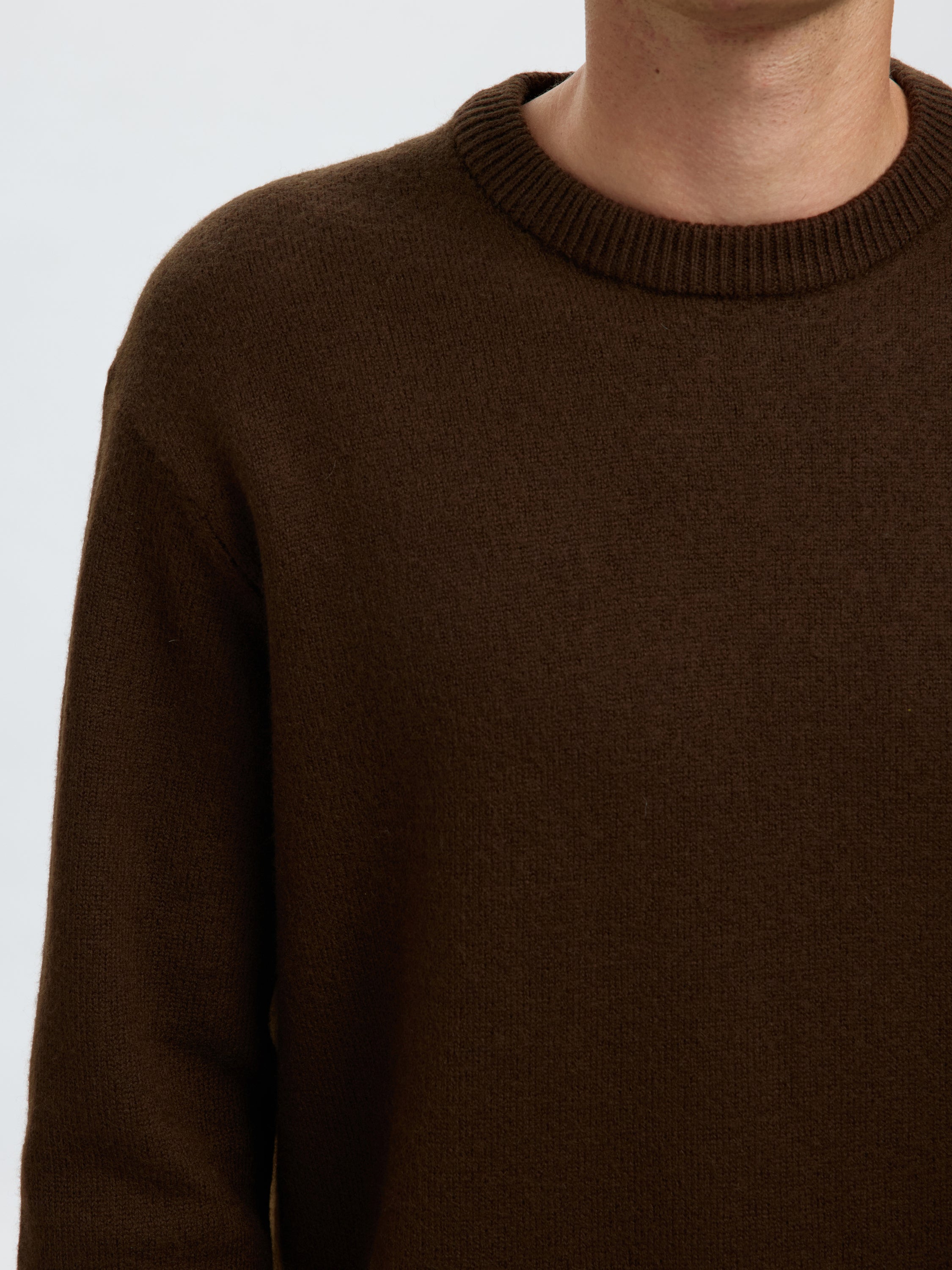 Groenbruine wollen sweater Selected