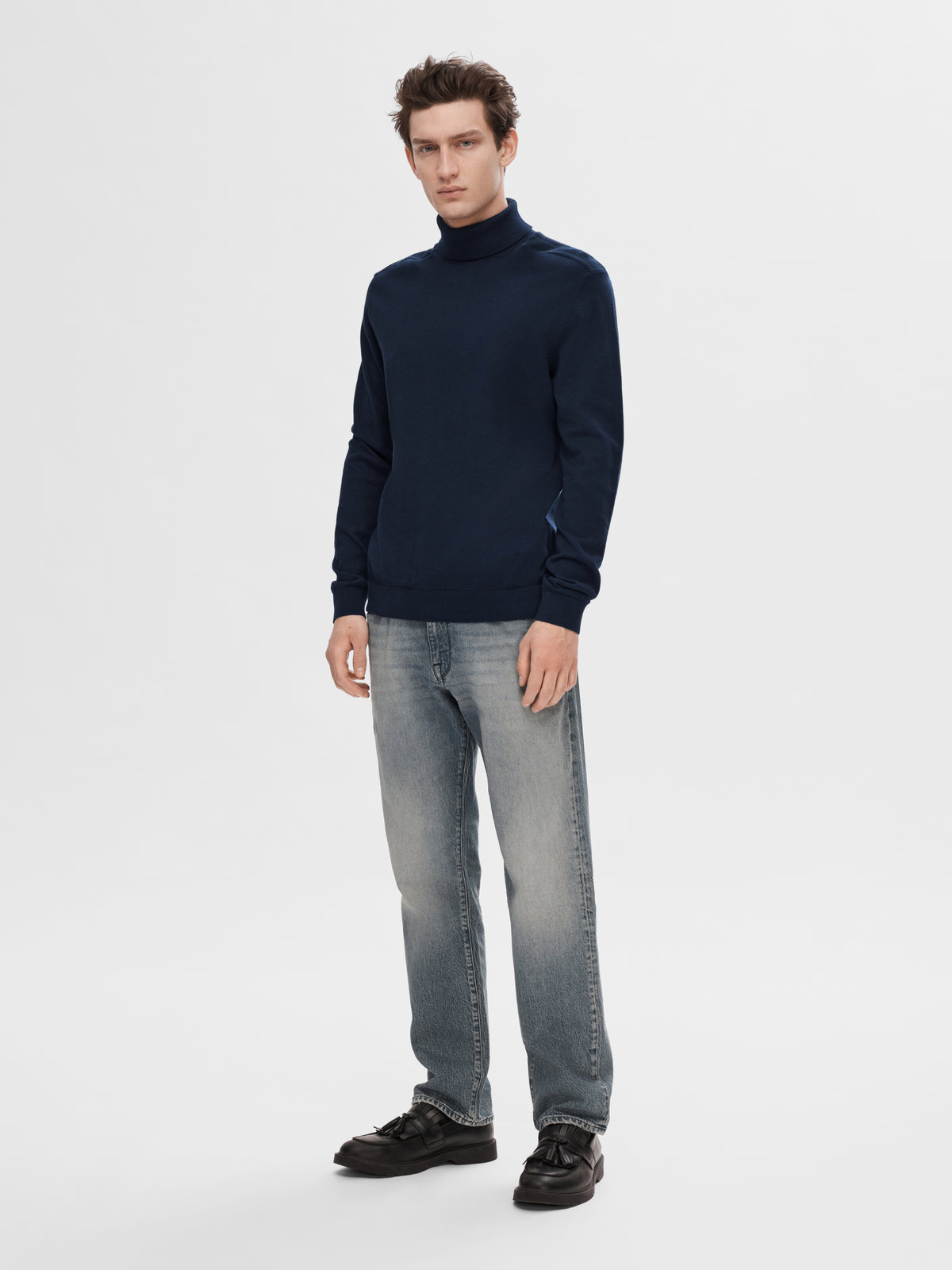 Blauwe trui met rolkraag Selected