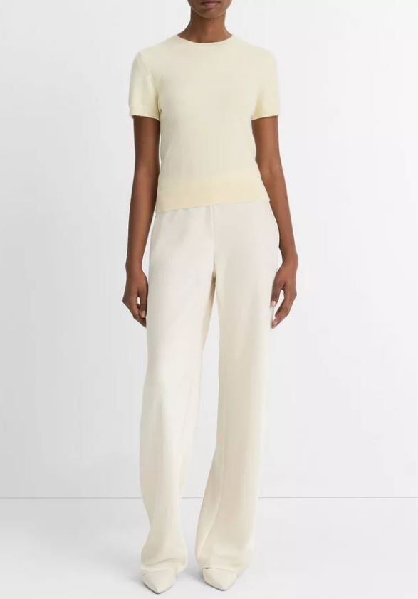 Pull Vince à manches courtes en laine vanille