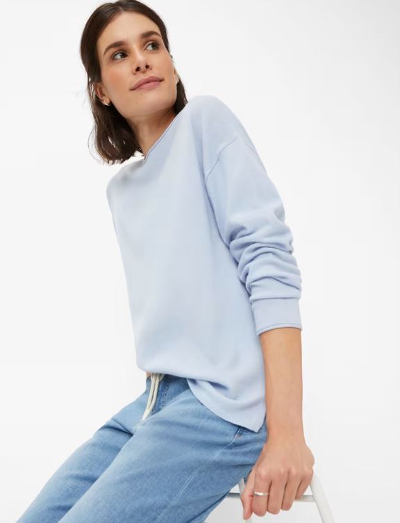 Pull en coton bleu clair à col bateau Brax