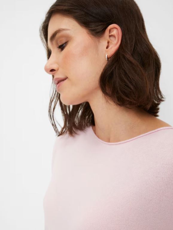 Licht roze katoenen trui met boothals Brax