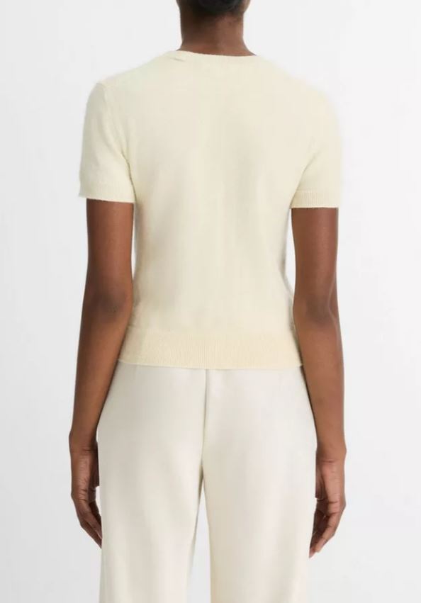 Pull Vince à manches courtes en laine vanille